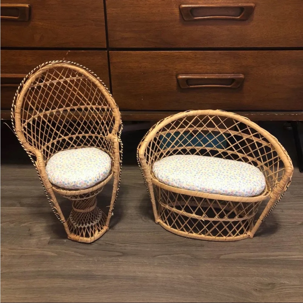 Doll Sized Boho Rattan Chairs